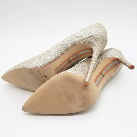 Sam Edelman Danna Pointed Toe High Heels 8 Sparkly Champagne Gold Pump Glitter - Picture 12 of 16